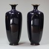 Y221 A pair of silver-wired hexagonal cloisonné vases