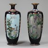 Y222 A pair of silver-wired hexagonal cloisonne vases