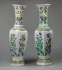 Y246 Two hexagonal famille verte vases, Kangxi (1662-1722)