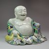 Y258 Famille verte biscuit figure of the laughing Budai/Hotei