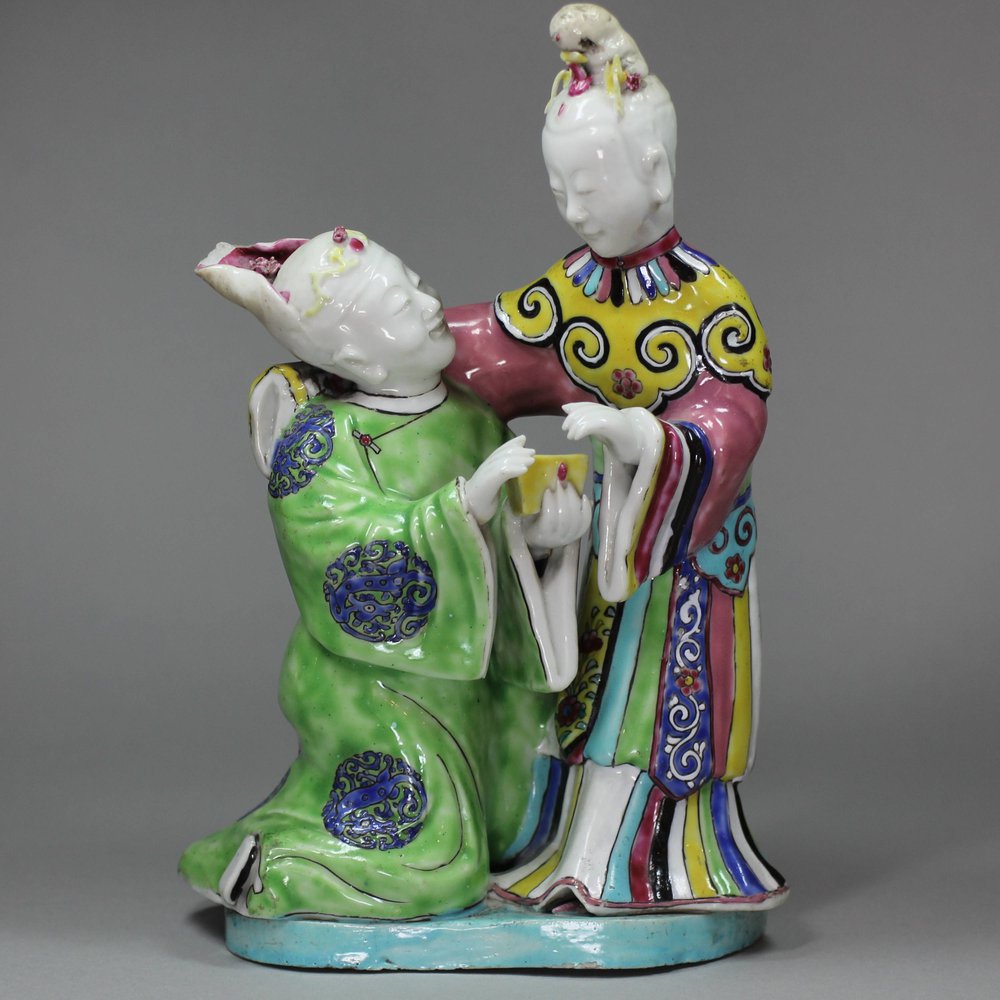 Y266 Polychrome biscuit figure group, Qianlong (1736-1795)