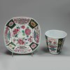 Y31 Octagonal famille-rose beaker and saucer