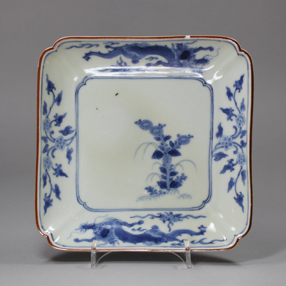 Y329 Japanese blue and white square dish, Edo Period (1603-1867)