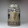 Y347 German Westerwald stoneware tankard with pewter cover