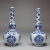 Y363 Pair of Chinese blue and white rosewater sprinkler vases