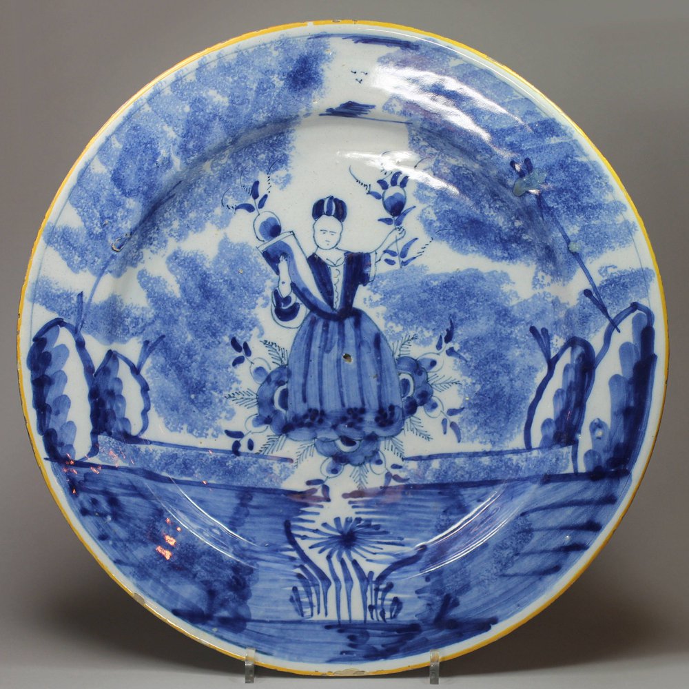 Y387 Dutch Delft blue and white plate, 18th century