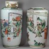 Y398 Pair of famille verte rouleau vases, Kangxi (1662-1722)