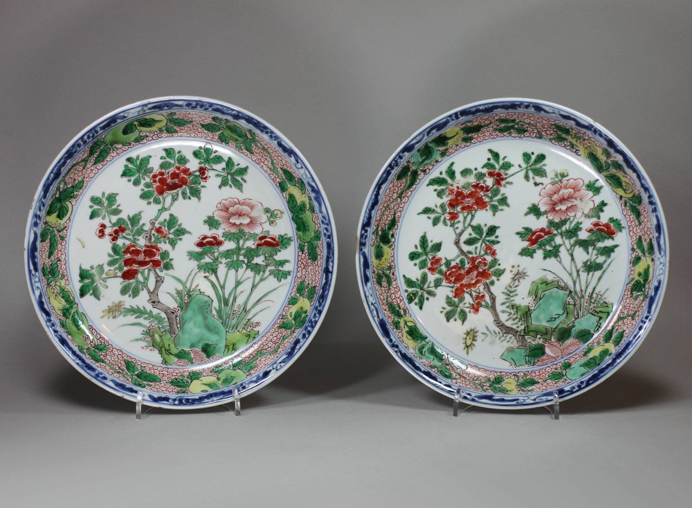 Y419 Pair of famille verte plates, Kangxi (1662-1722)