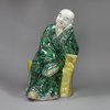 Y424 Famille verte biscuit figure of a sage, Kangxi (1662-1722)