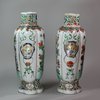 Y42 Pair of famille verte hexagonal garniture vases