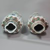 Y42 Pair of famille verte hexagonal garniture vases