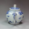 Y445 Blue and white teapot and cover, circa 1640