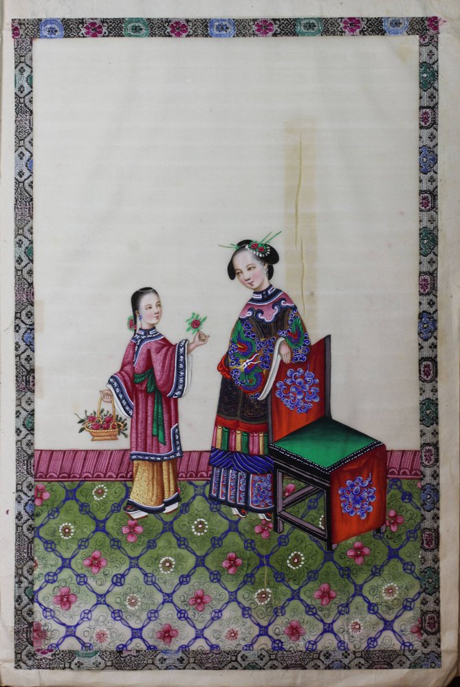 Y459 Painting on rice paper, 19th century, depicting two ladies