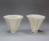 Y467 Pair of Chinese lobed blanc de chine wine cups, 17th century