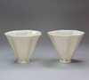 Y467 Pair of Chinese lobed blanc de chine wine cups, 17th century