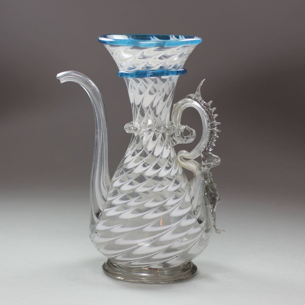 Y515 Venetian 'vetro a fili' glass jug 'biberon', 17th century