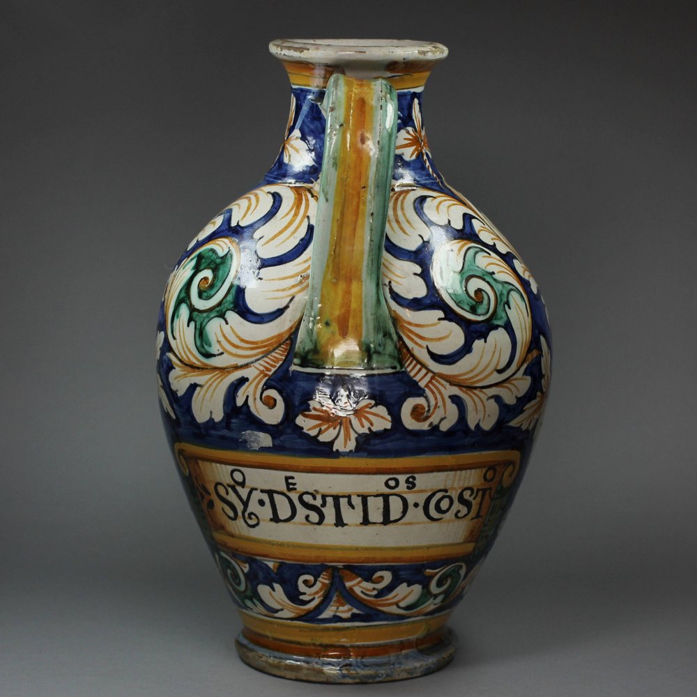 Y525 Italian maiolica wet drug jar, Montelupo 17th century