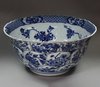 Y527 Blue and white moulded punch bowl, Kangxi (1662-1722)