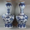 Y529 Pair of Dutch delft blue and white onion-neck vases, c. 1700