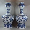 Y529 Pair of Dutch delft blue and white onion-neck vases, c. 1700