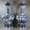 Y529 Pair of Dutch delft blue and white onion-neck vases, c. 1700