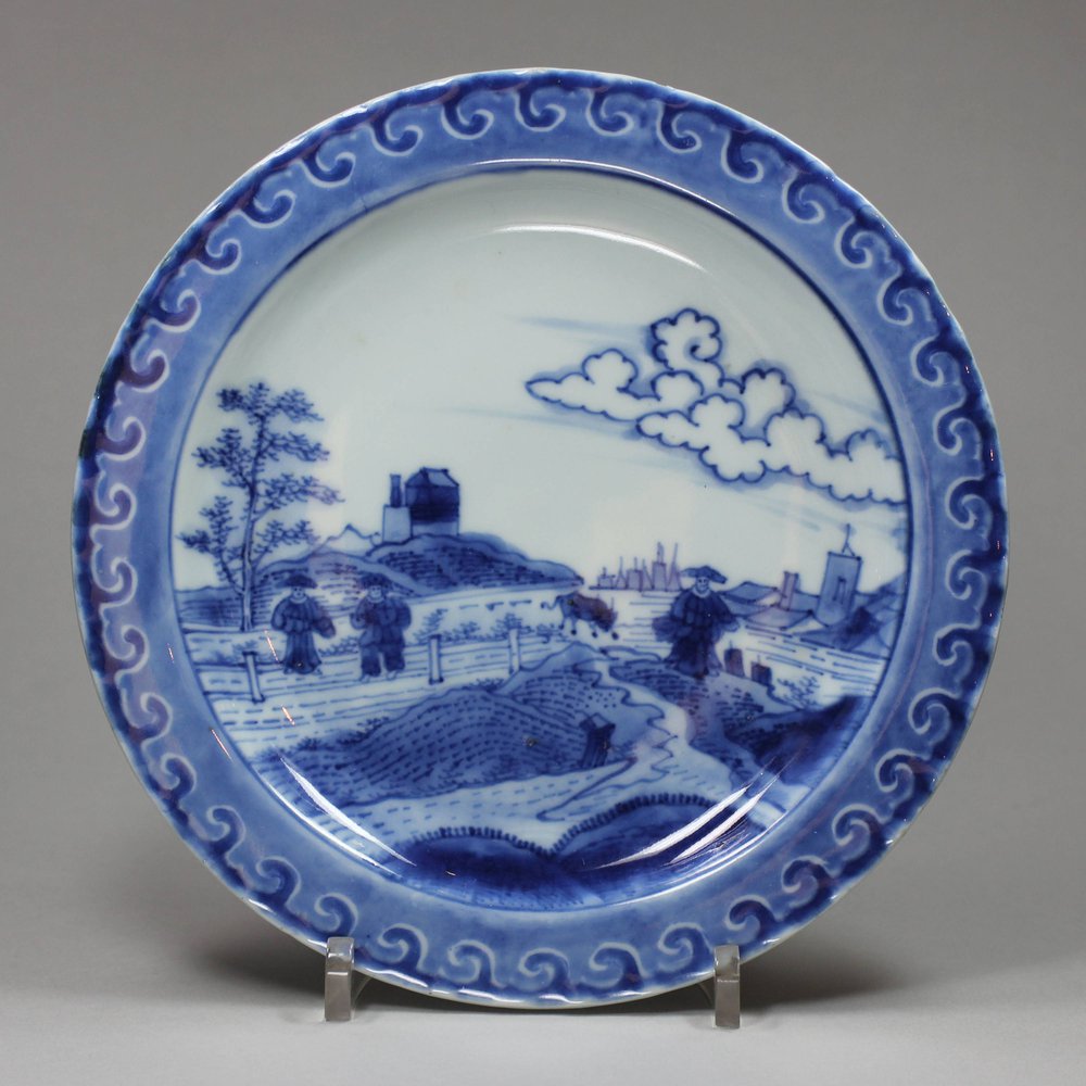 Y547 Blue and white Van Frytom style 'Deshima island' plate
