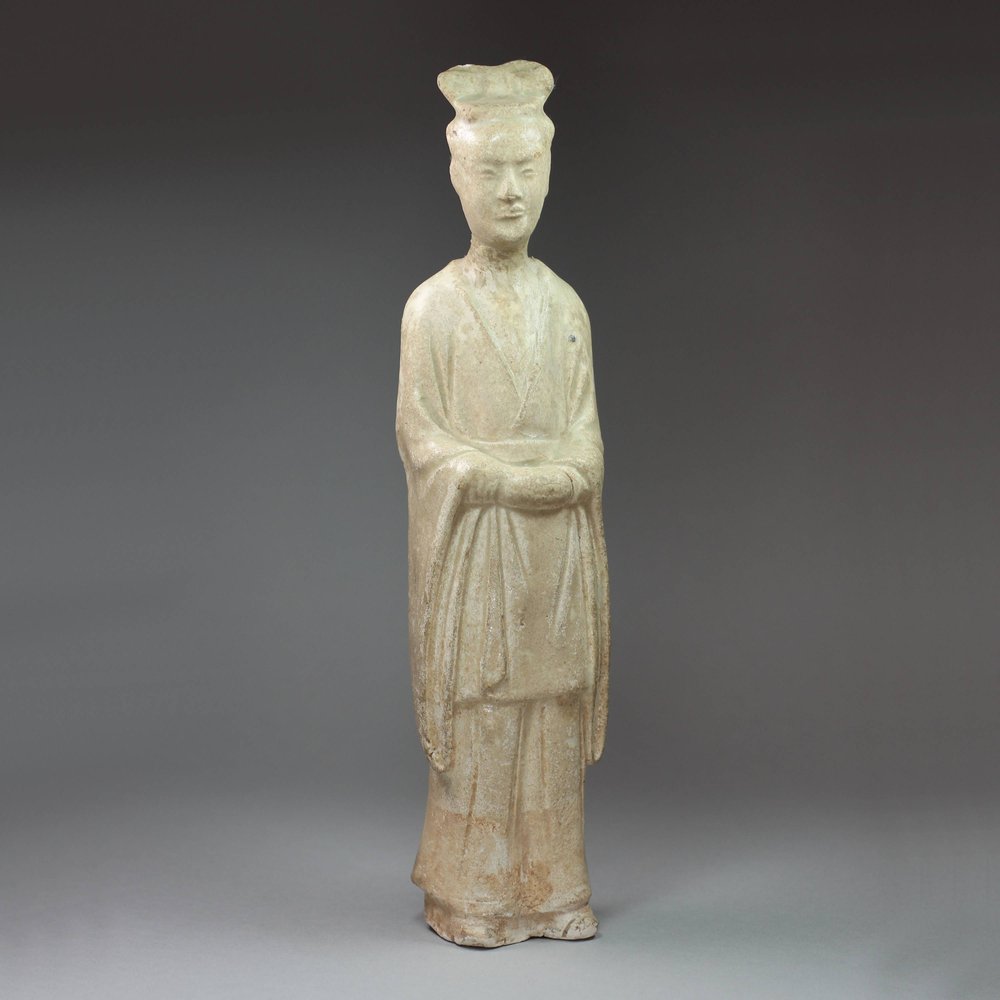 Y610 Pottery figure of a standing man, Tang dynasty (618-906)