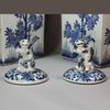 Y618 Pair of Japanese blue and white square canisters and covers