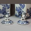 Y618 Pair of Japanese blue and white square canisters and covers