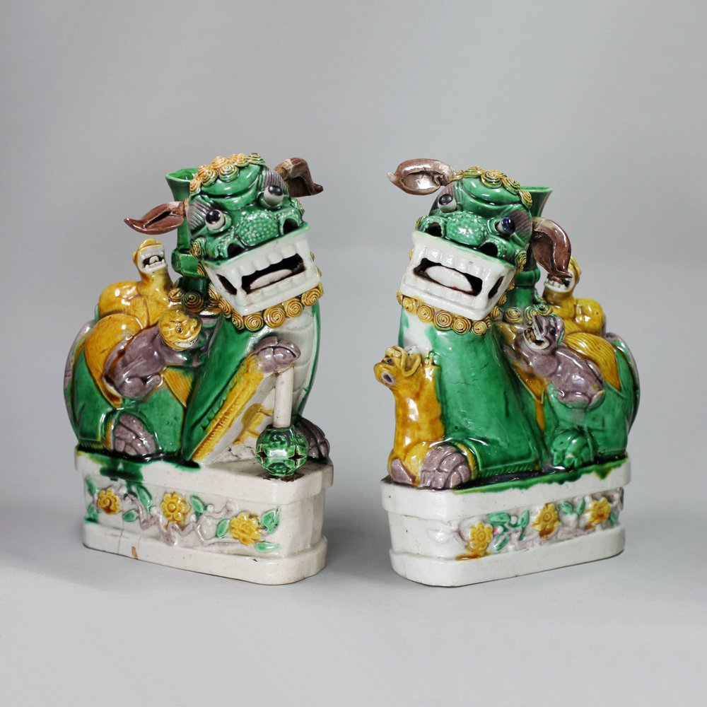 Y62 Pair of famille verte incense holders, Kangxi (1662-1722)