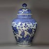 Y620 Pair of Japanese blue and white baluster vases and covers