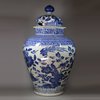 Y620 Pair of Japanese blue and white baluster vases and covers