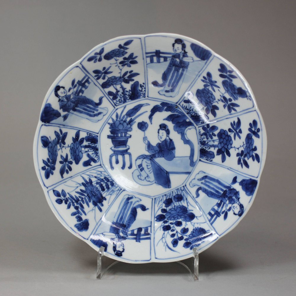 Y63 Blue and white moulded saucer, Kangxi (1662-1722)