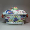 Y645 Famille rose 'tobacco leaf' tureen and cover