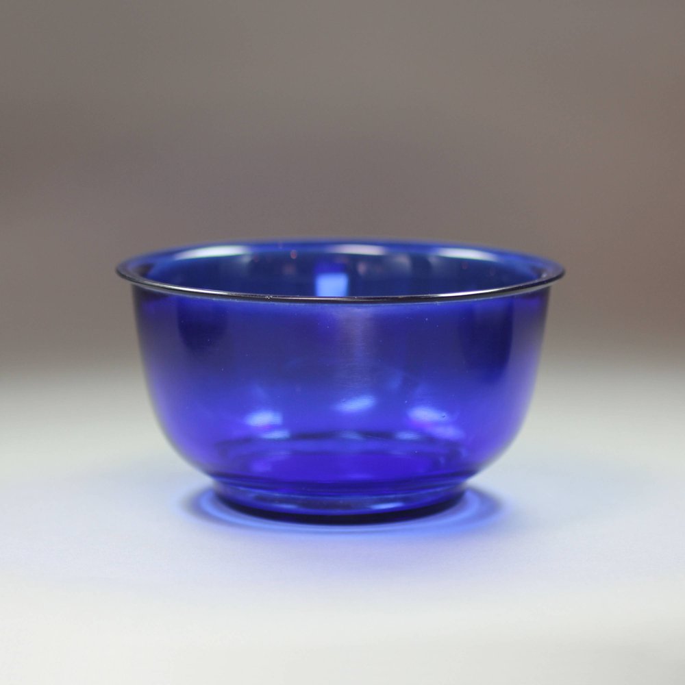 Y666 Peking blue glass bowl, 19th century, on a short foot