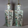 Y672 Pair of famille verte square-section vases