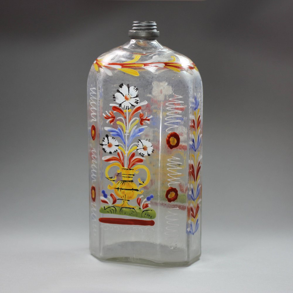 Y679 Bohemian glass spirit flask, mid 18th century