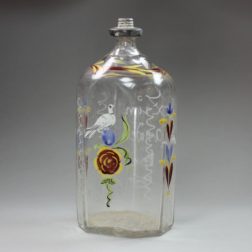 Y685 Bohemian glass flask, mid 18th century