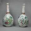 Y692 Pair of famille verte bottle vases, Kangxi (1662-1722)