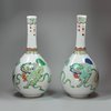 Y692 Pair of famille verte bottle vases, Kangxi (1662-1722)