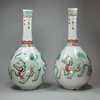 Y692 Pair of famille verte bottle vases, Kangxi (1662-1722)