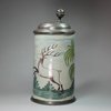 Y706 German faience polychrome tankard, 18th century