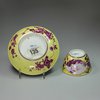 Y716 Meissen yellow-ground teabowl and saucer, circa 1735