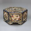 Y821 Japanese hexagonal Satsuma box and cover, c. 1900