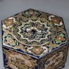 Y821 Japanese hexagonal Satsuma box and cover, c. 1900