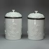 Y826 Pair of French Mennecy soft paste porcelaintobacco jars and silver