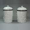 Y826 Pair of French Mennecy soft paste porcelaintobacco jars and silver