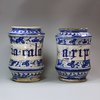 Y845 Pair of Italian Maiolica blue and white albarelli, Faenza