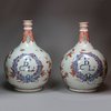 Y864 Pair of Japanese polychrome Dutch decorated apothecary bottles