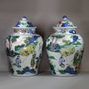 Y875 Pair of Chinese wucai baluster jars and covers